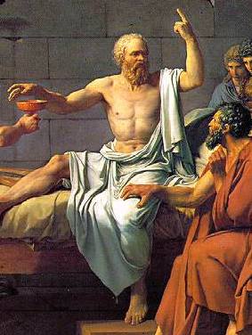 Fragment uit "De dood van Socrates". Jacques-Louis David